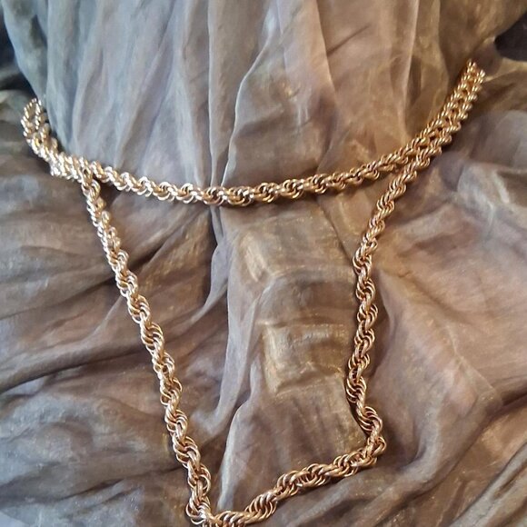Vintage Accessocraft Gold Tone Diamond Cut Rope Chain Necklace - Picture 1 of 6